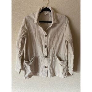 Nicole Miller Cream Utility Jacket with Relaxed Fit